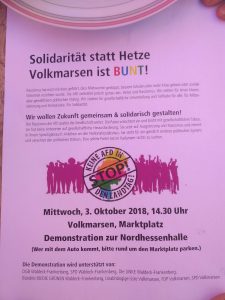 Demonstration Volkmarsen 3.Oktober 2018 Solidarität statt Hetze!!!!